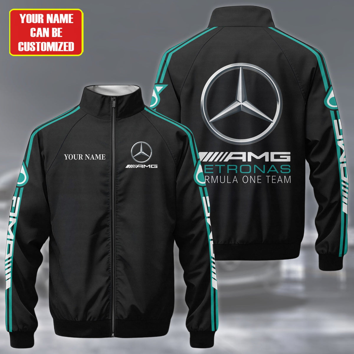 Personalized Merc AMG Petronas Zipper Stand Collar Jacket 3D