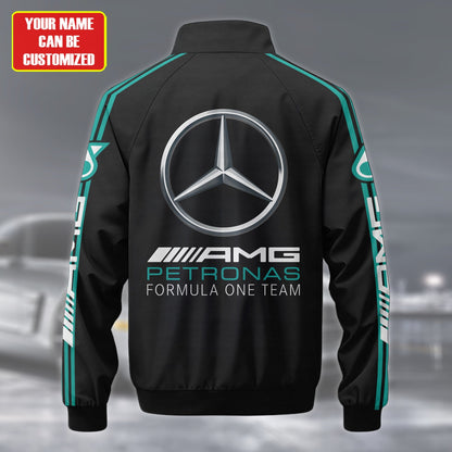 Personalized Merc AMG Petronas Zipper Stand Collar Jacket 3D