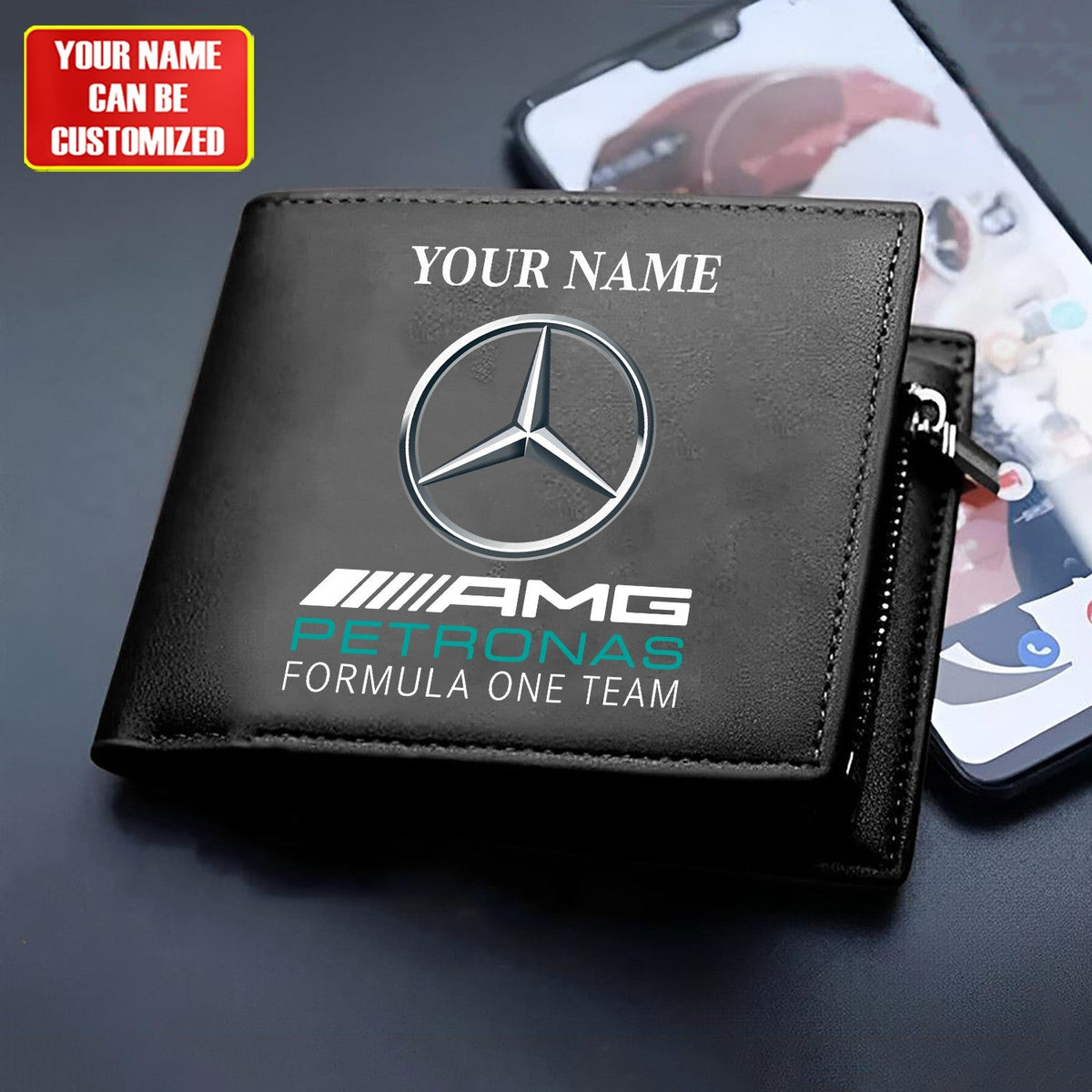 Personalized Merc AMG Petronas Leather Wallet