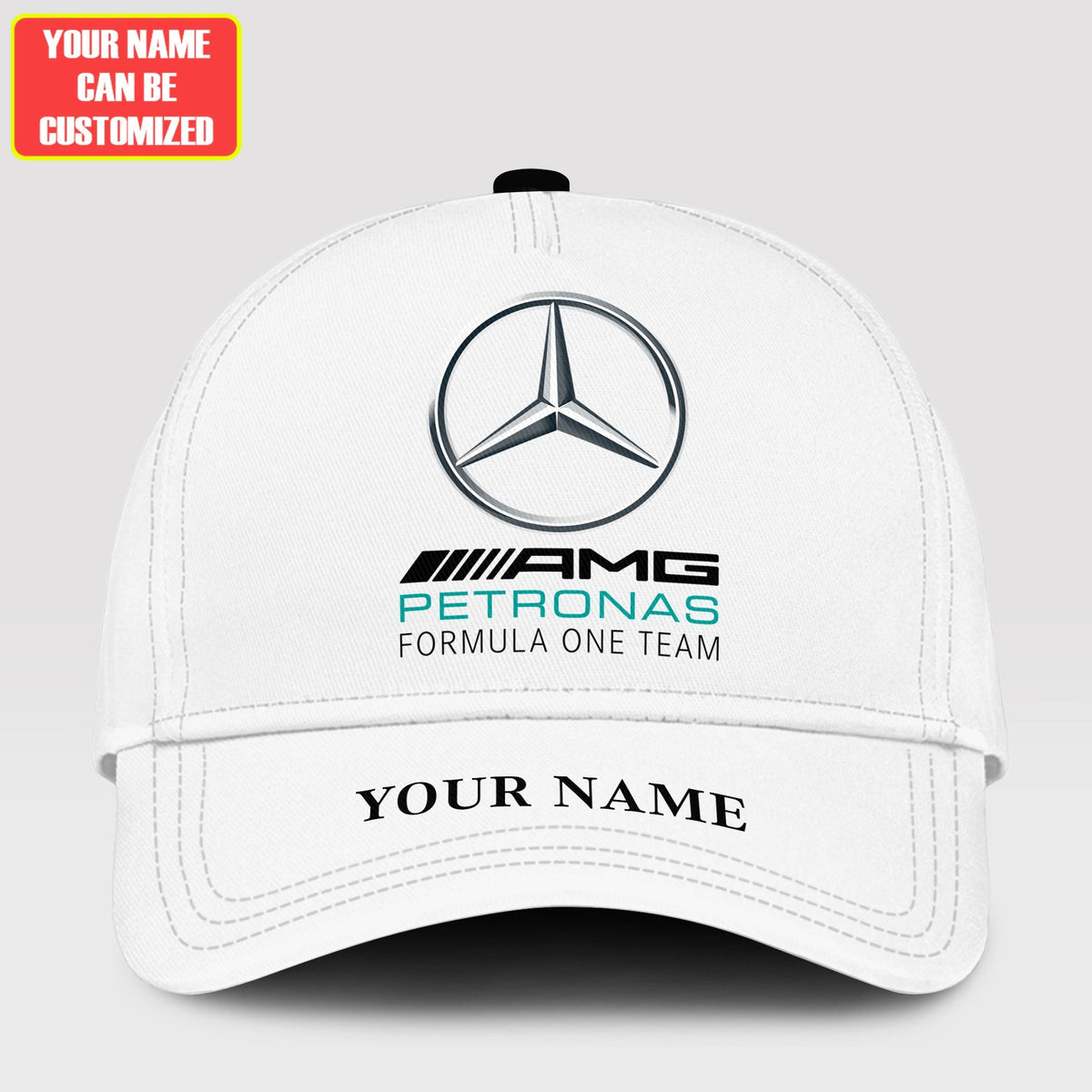 Personalized Name Merc AMG Petronas Classic White Cap