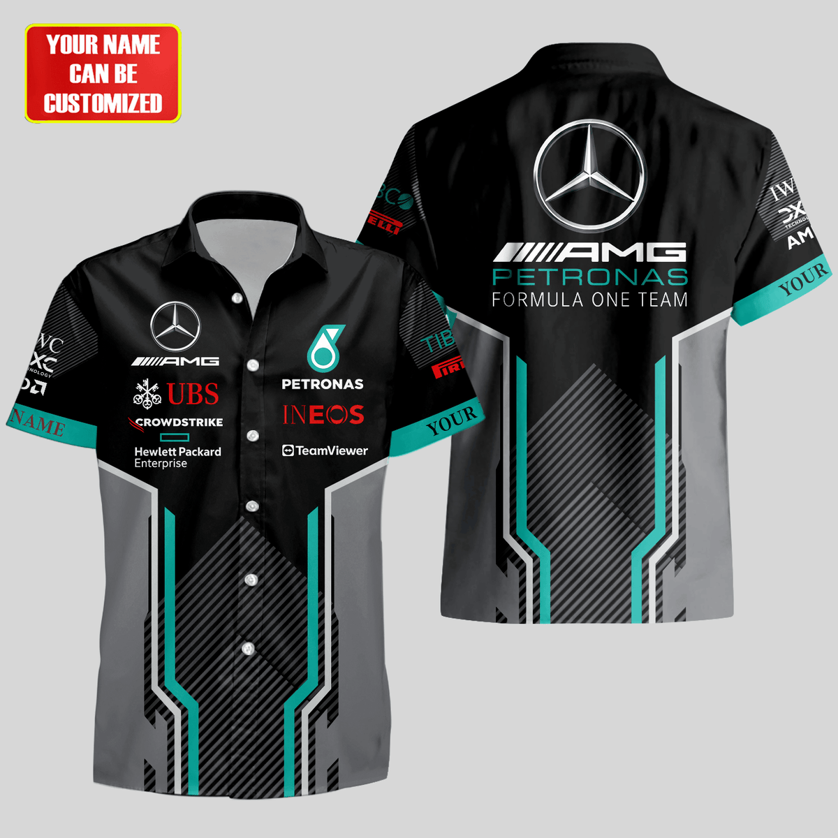 Personalized Merc AMG Petronas Tropical Hawaii Shirt Beach Short V2