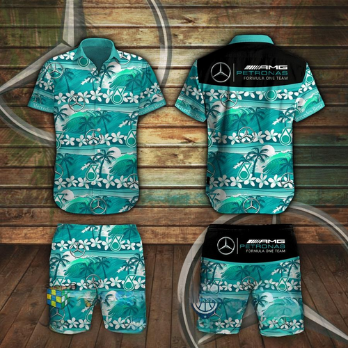 Merc AMG Petronas Tropical Hawaii Shirt Beach Short V8