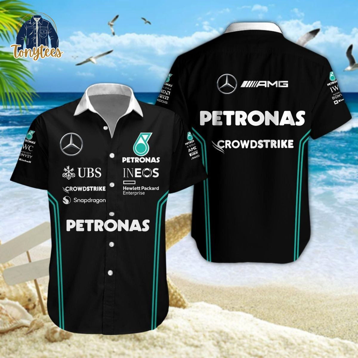 Merc AMG Petronas Hawaii Shirt Beach Short V4