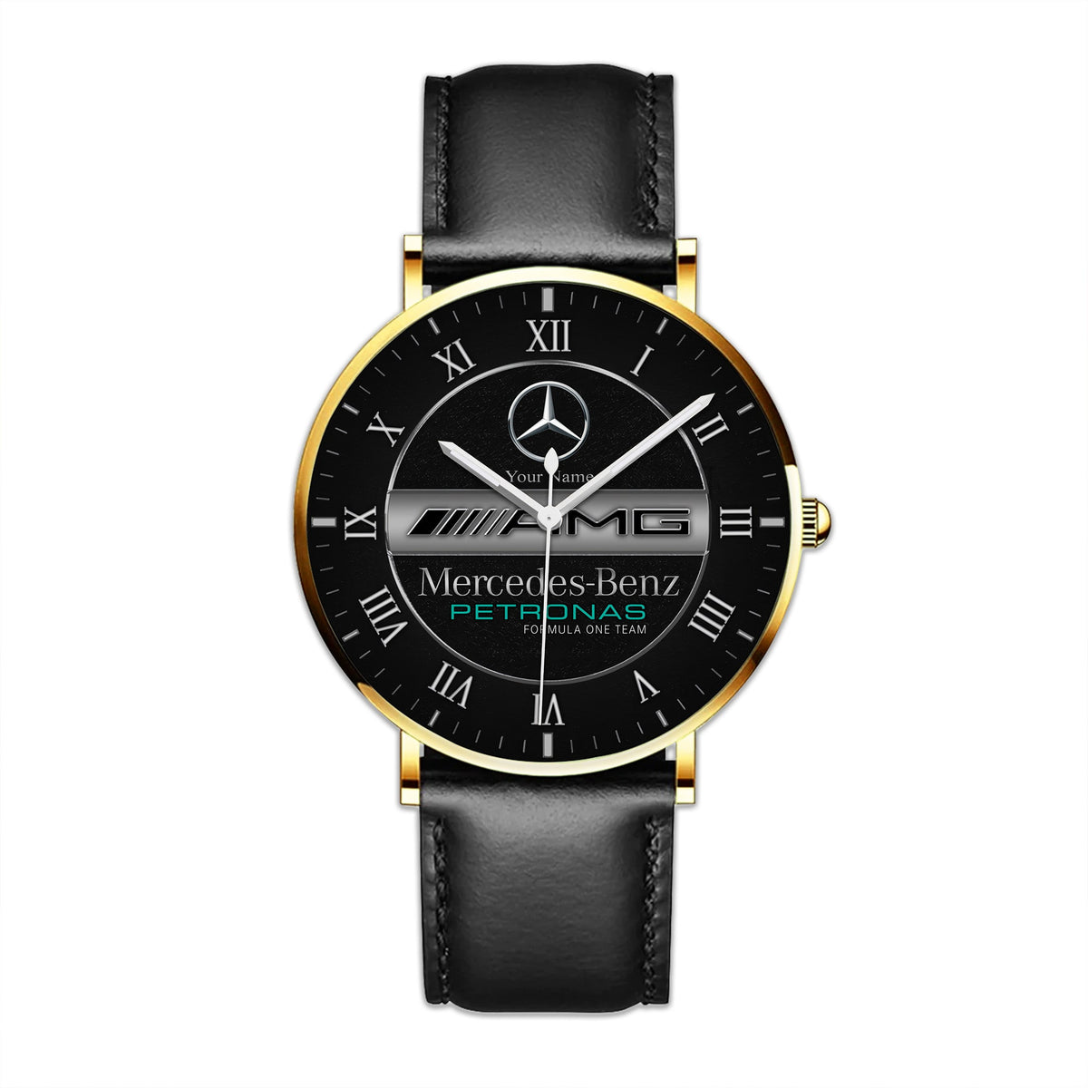 Personalized Merc AMG Petronas Quartz Leather Watch Q170304