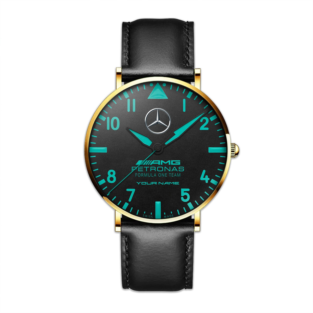 Personalized Merc AMG Petronas Quartz Leather Watch V2