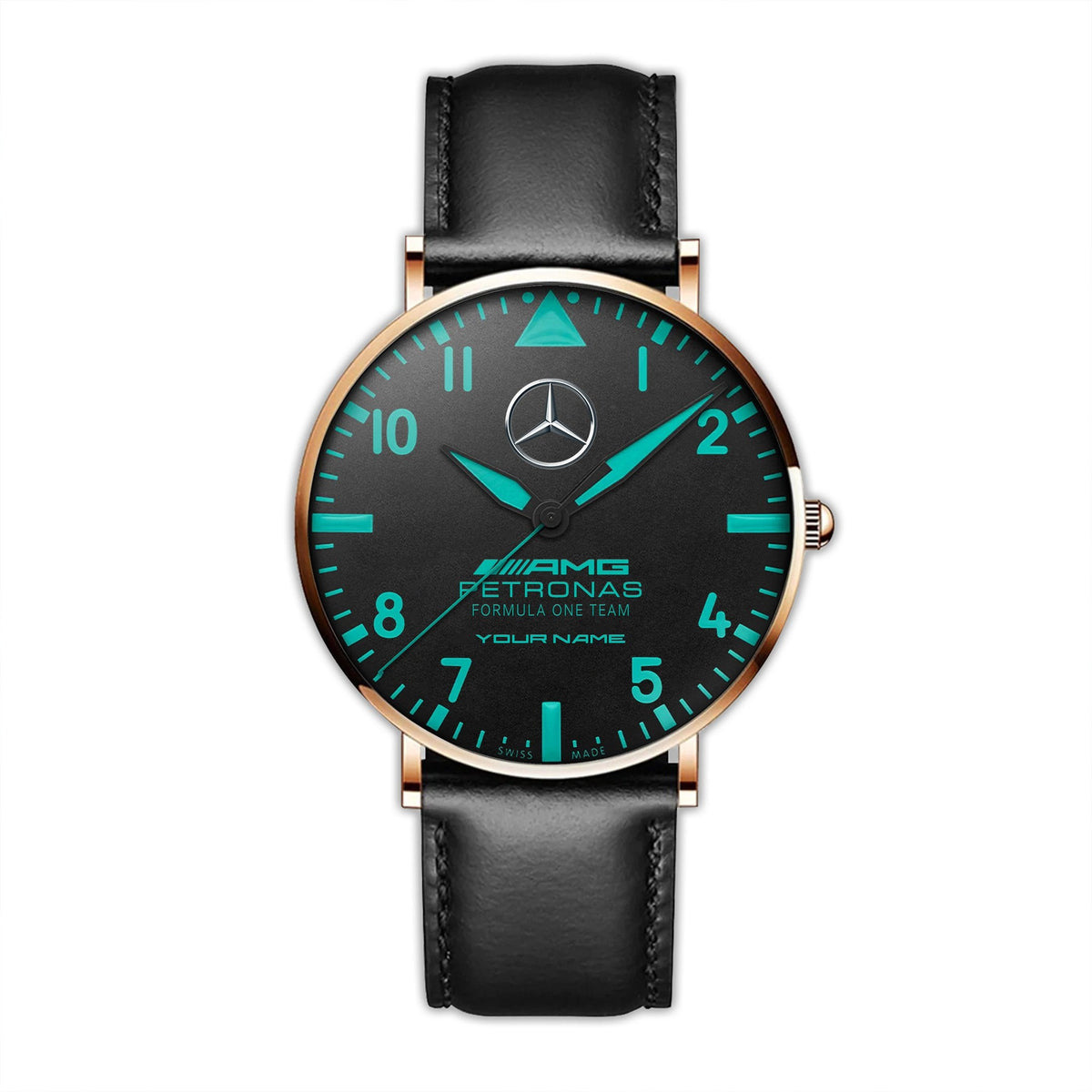 Personalized Merc AMG Petronas Quartz Leather Watch V2
