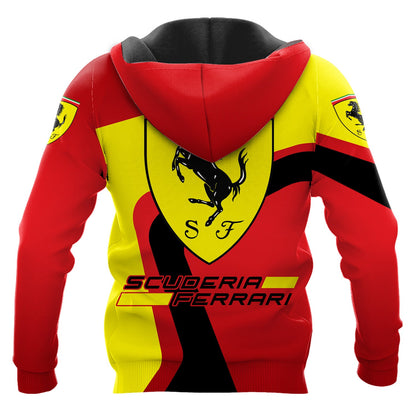 Personalized SF F1 Racing 3D Full Printing Set , SF Racing Shirt , Zipper Polo, Hoodie , Short , Polo ,hawaii