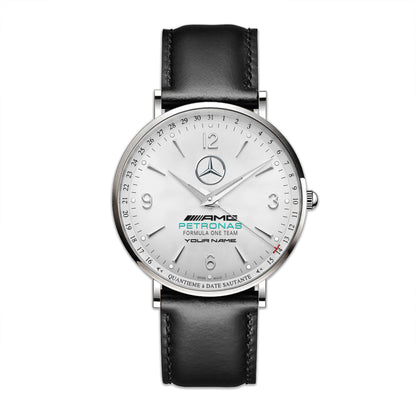 Personalized Merc AMG Petronas Jaeger Quartz Leather Watch