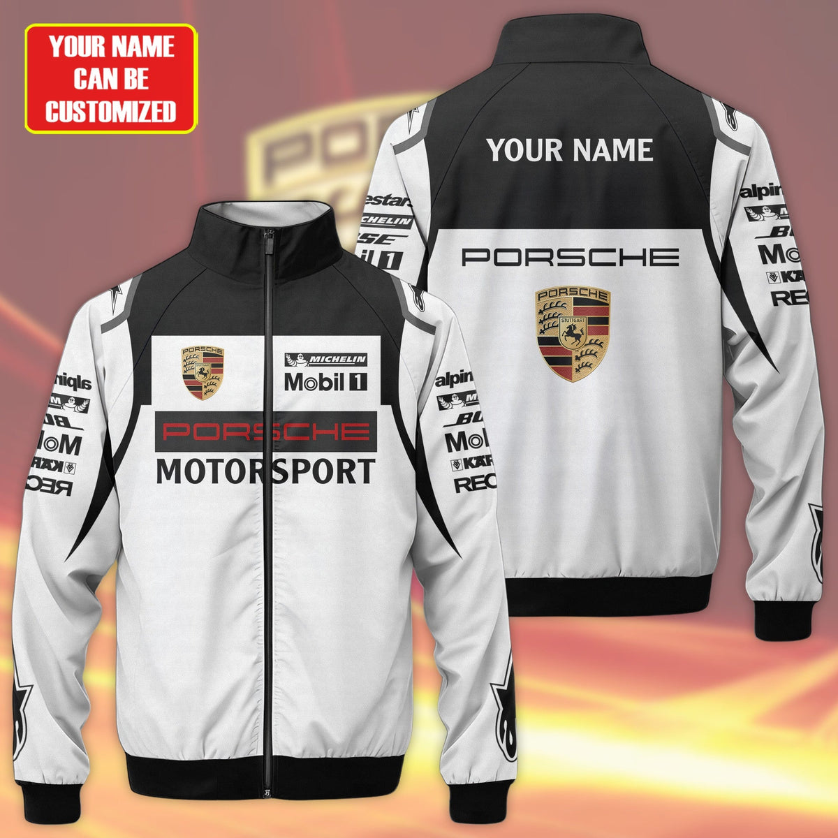 Personalized Pors Motorsport Zipper Stand Collar Jacket 3D