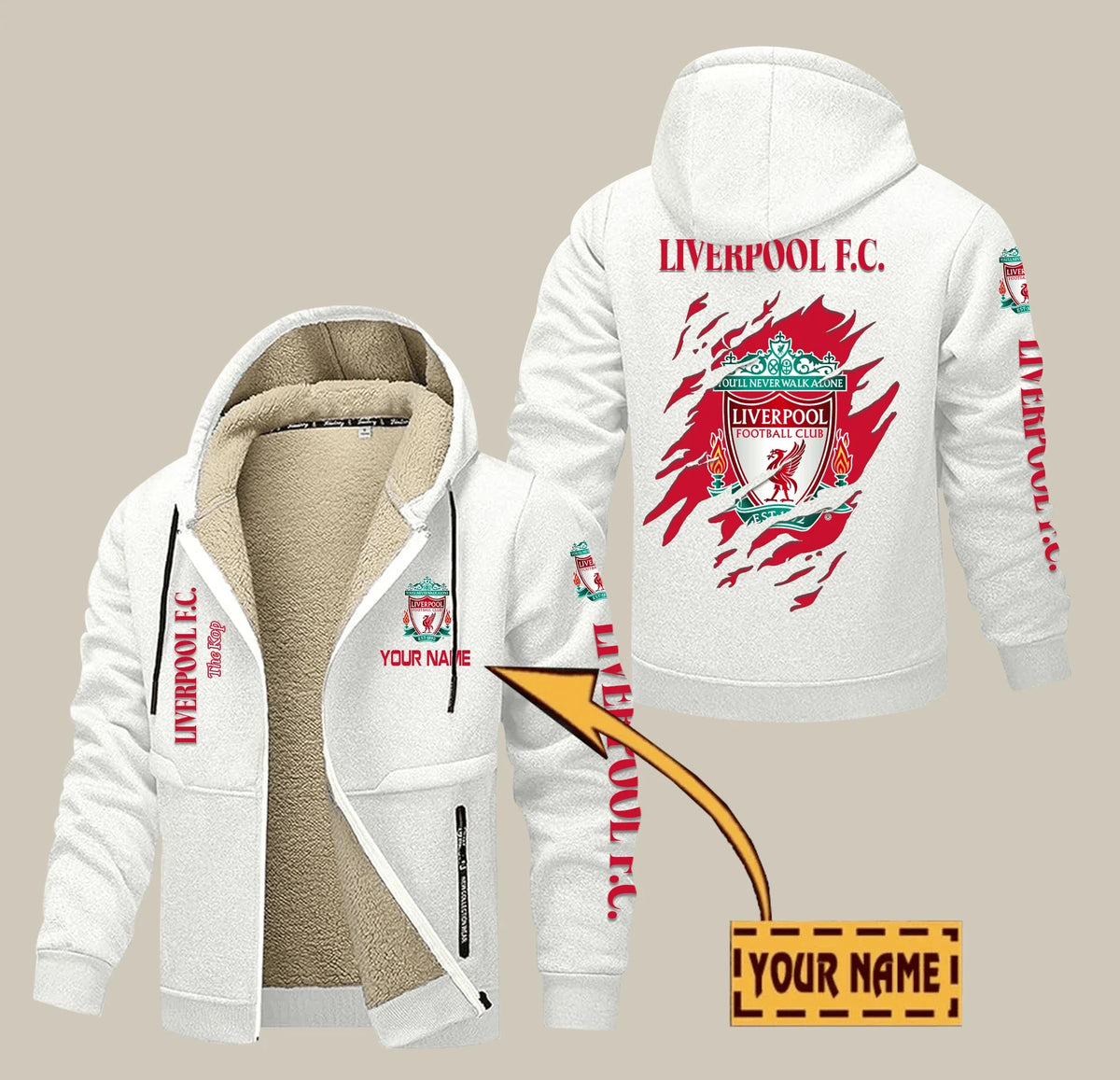 Personalized Liverpool Tear Fleece 3D Unisex Hooded Jacket