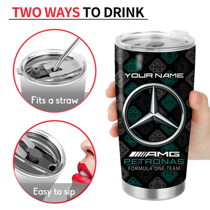 Personalized Merc AMG Petronas Pattern Stainless Tumbler 20oz 30oz Cup