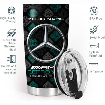 Personalized Merc AMG Petronas Pattern Stainless Tumbler 20oz 30oz Cup