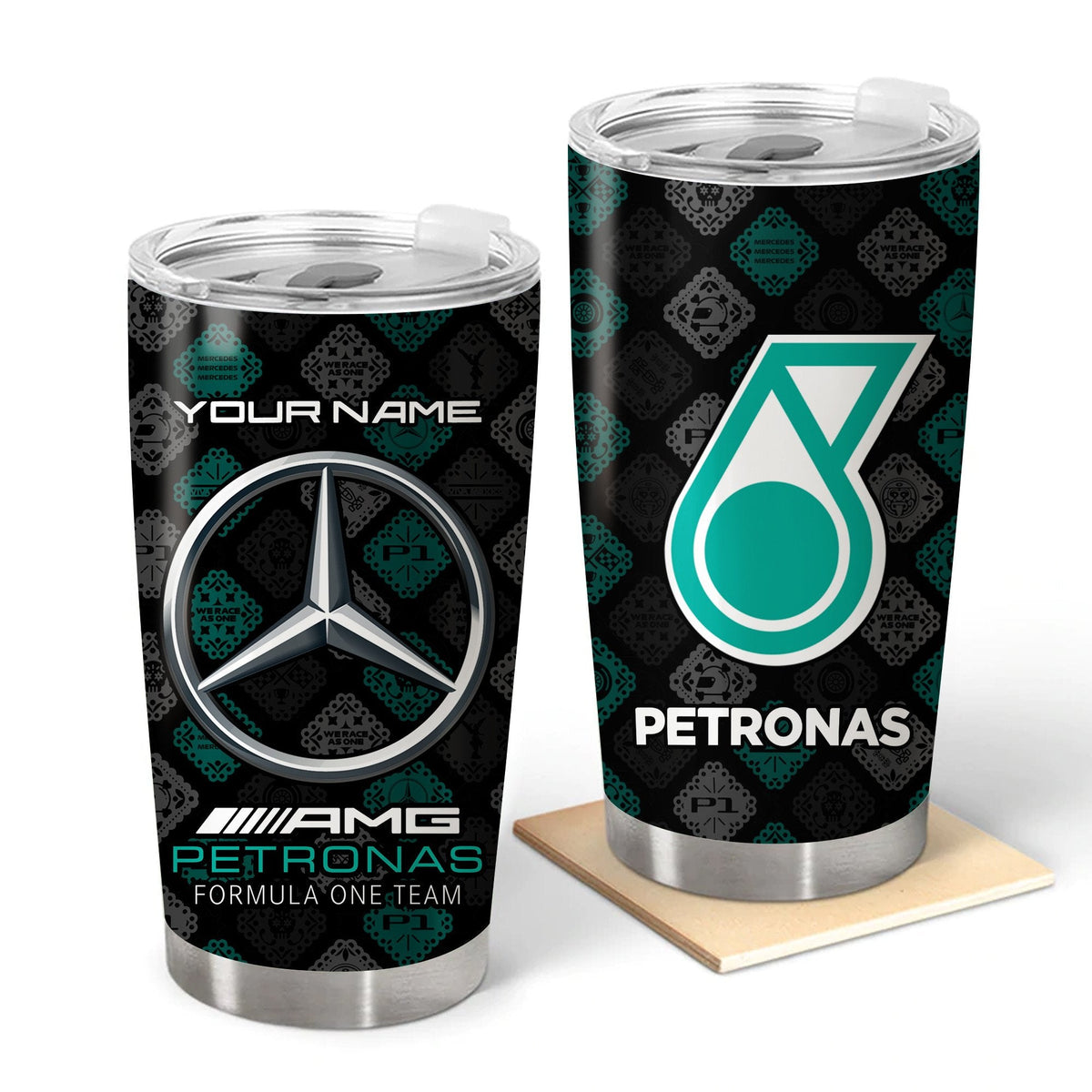 Personalized Merc AMG Petronas Pattern Stainless Tumbler 20oz 30oz Cup