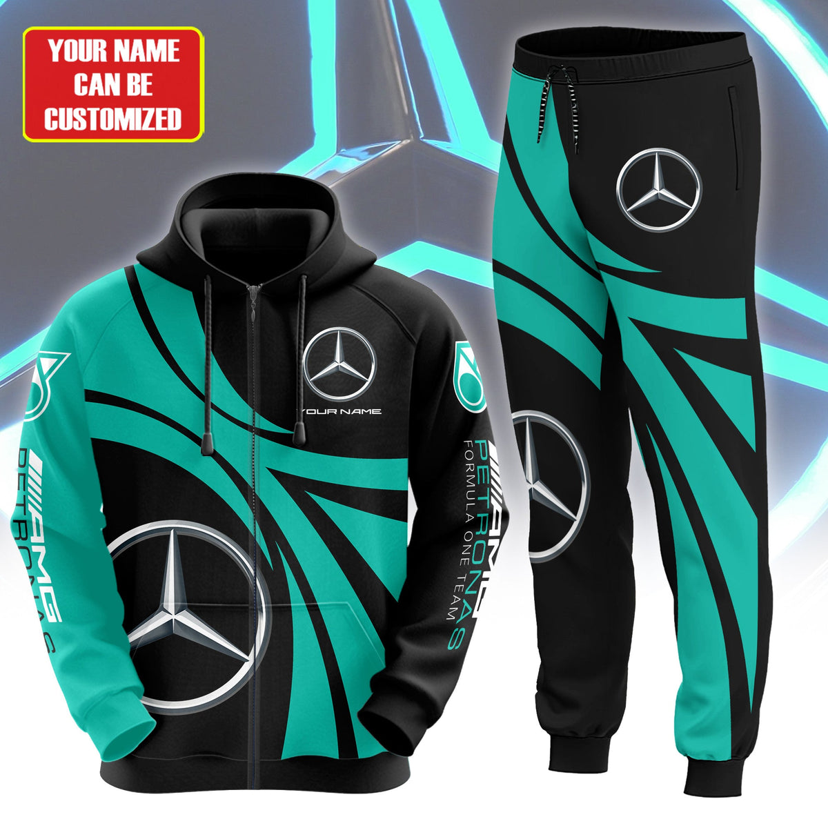 Personalized Merc AMG Petronas 3D All over Printed Hoodie and Sweatpants set V4