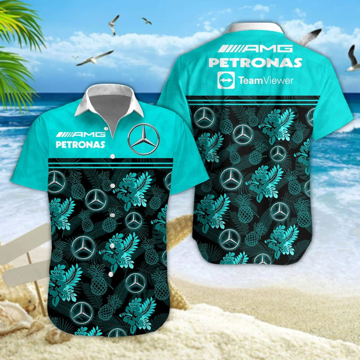 Merc AMG Petronas Tropical Hawaii Shirt Beach Short V14