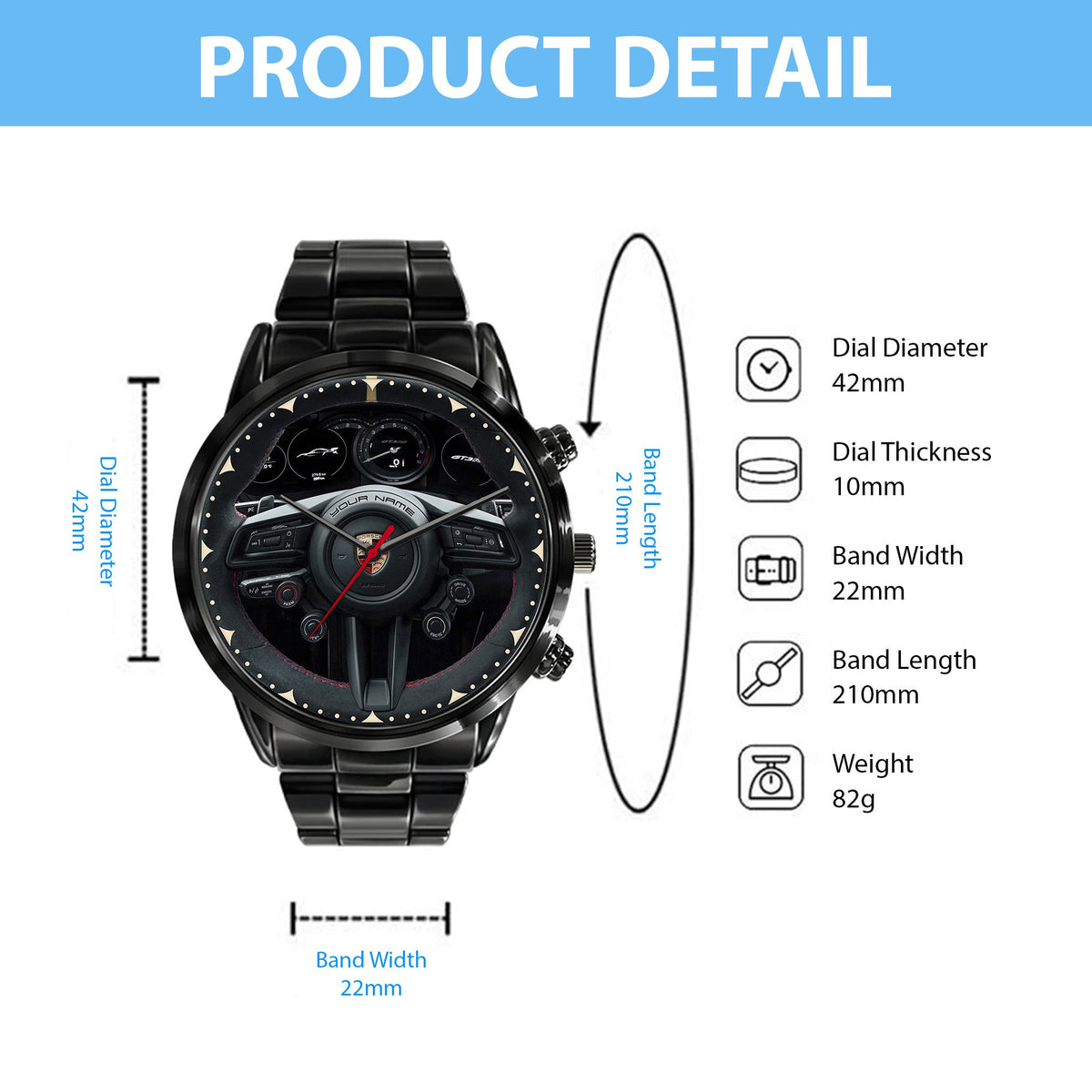 Personalized Pors Cockpit Luxury Stainless Steel Watch