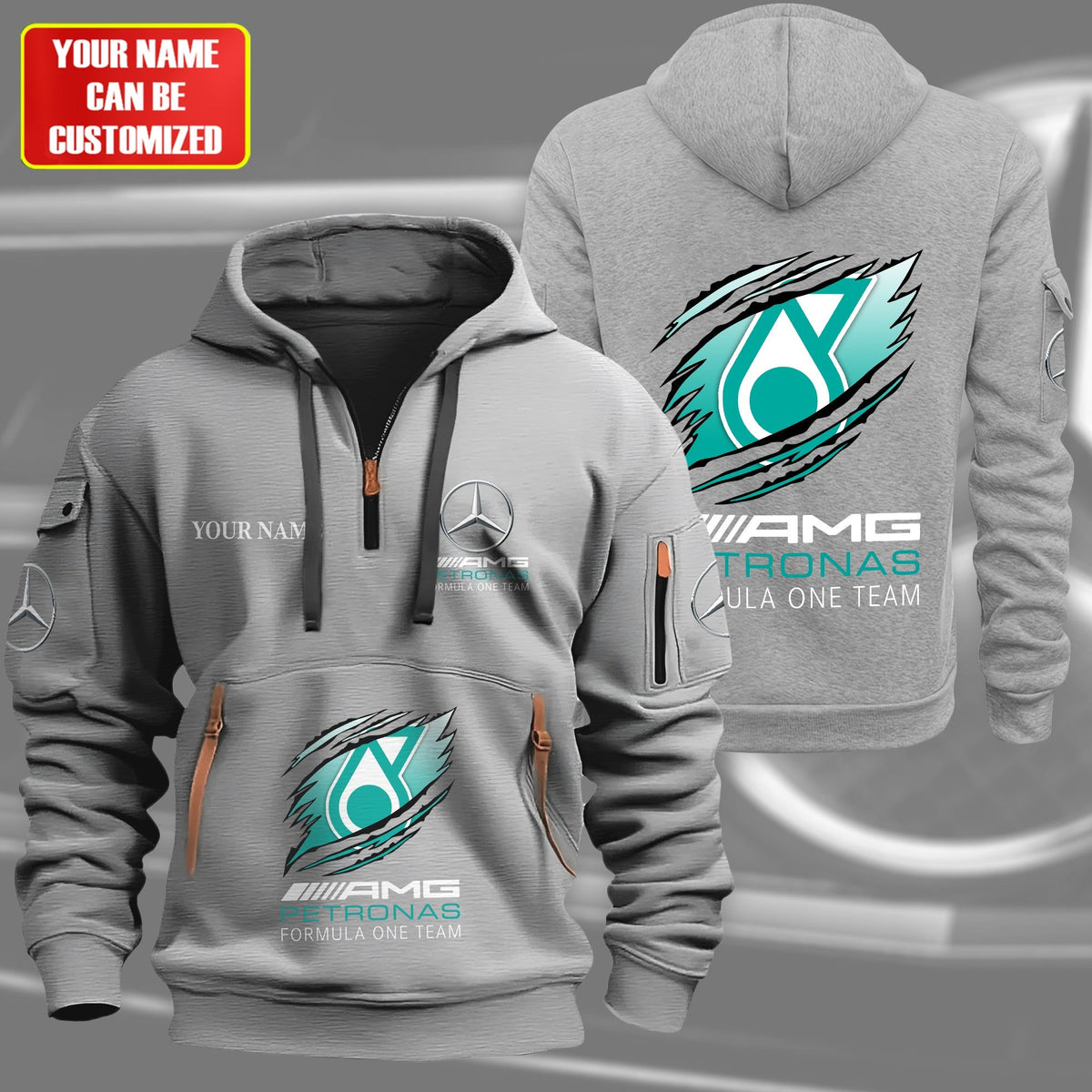 Personalized Merc AMG Petronas Tear Zip-Hoodie Cotton Jacket