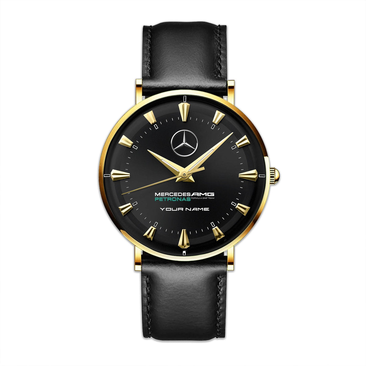 Personalized Merc AMG Petronas Quartz Leather Watch