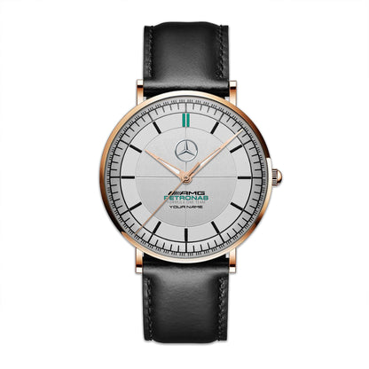 Personalized Merc AMG Petronas Raymond Weil Quartz Leather Watch