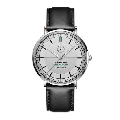 Personalized Merc AMG Petronas Raymond Weil Quartz Leather Watch