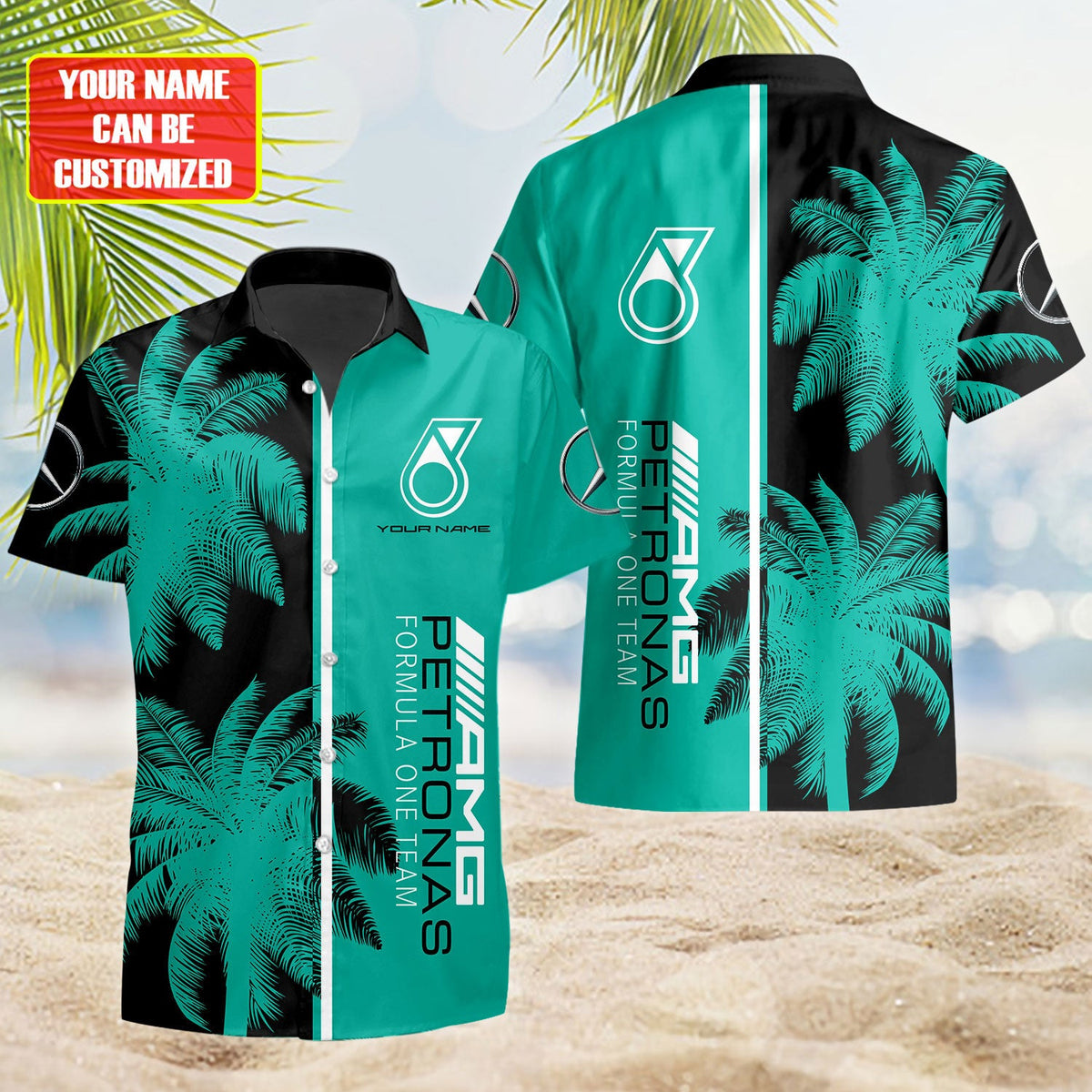 Personalized Merc AMG Petronas Tropical Hawaii Shirt Beach Short V15