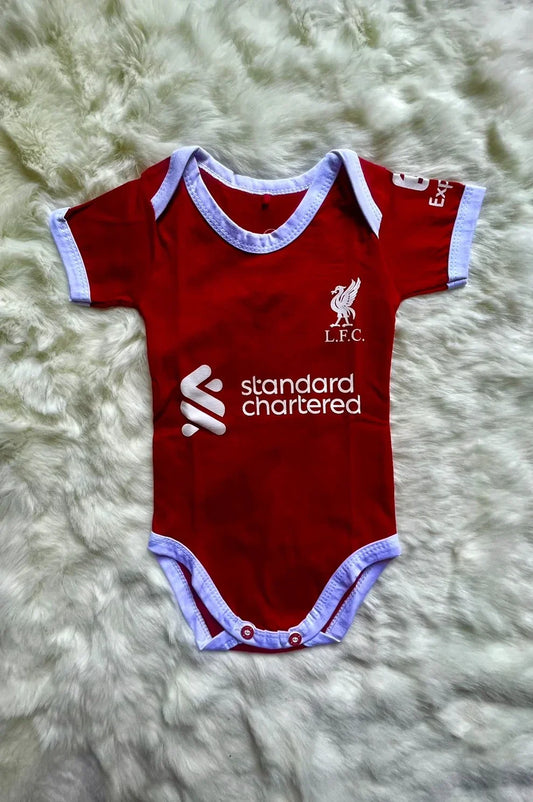 Customized Liverpool Soccer Jersey , Baby Rib Bodysuit Sizes V3