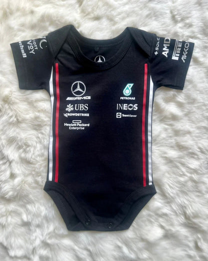 Customized Merc AMG Petronas Soccer Jersey , Baby Rib Bodysuit Sizes