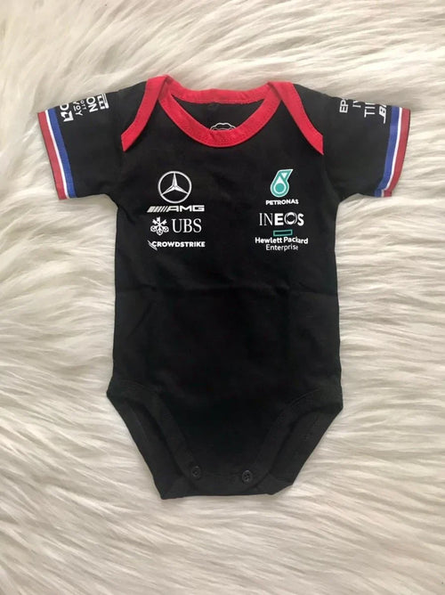Customized Merc AMG Petronas Soccer Jersey , Baby Rib Bodysuit Sizes V2