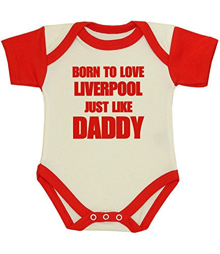 Customized Born To Love Liverpool Soccer Jersey , Baby Rib Bodysuit Sizes