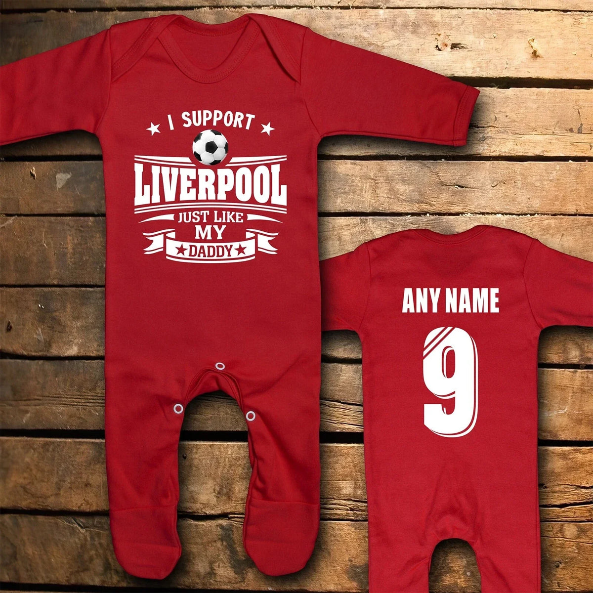 Born to Support Liverpool Customized Baby Rib Sleepwear