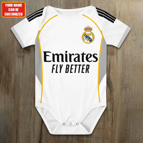 Customized Real Madrid Soccer Jersey , Baby Rib Bodysuit Sizes
