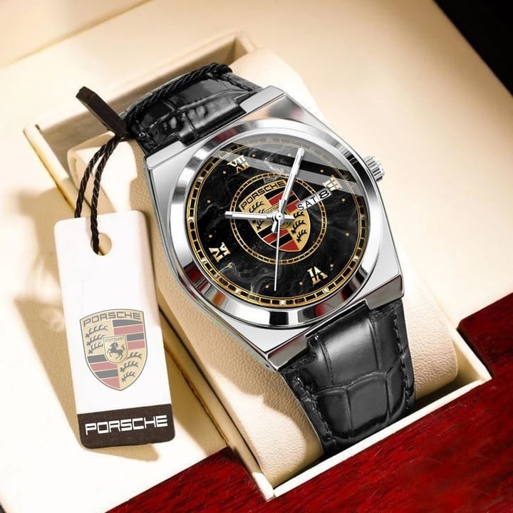 Personalized Pors Elegant Leather Strap Watch