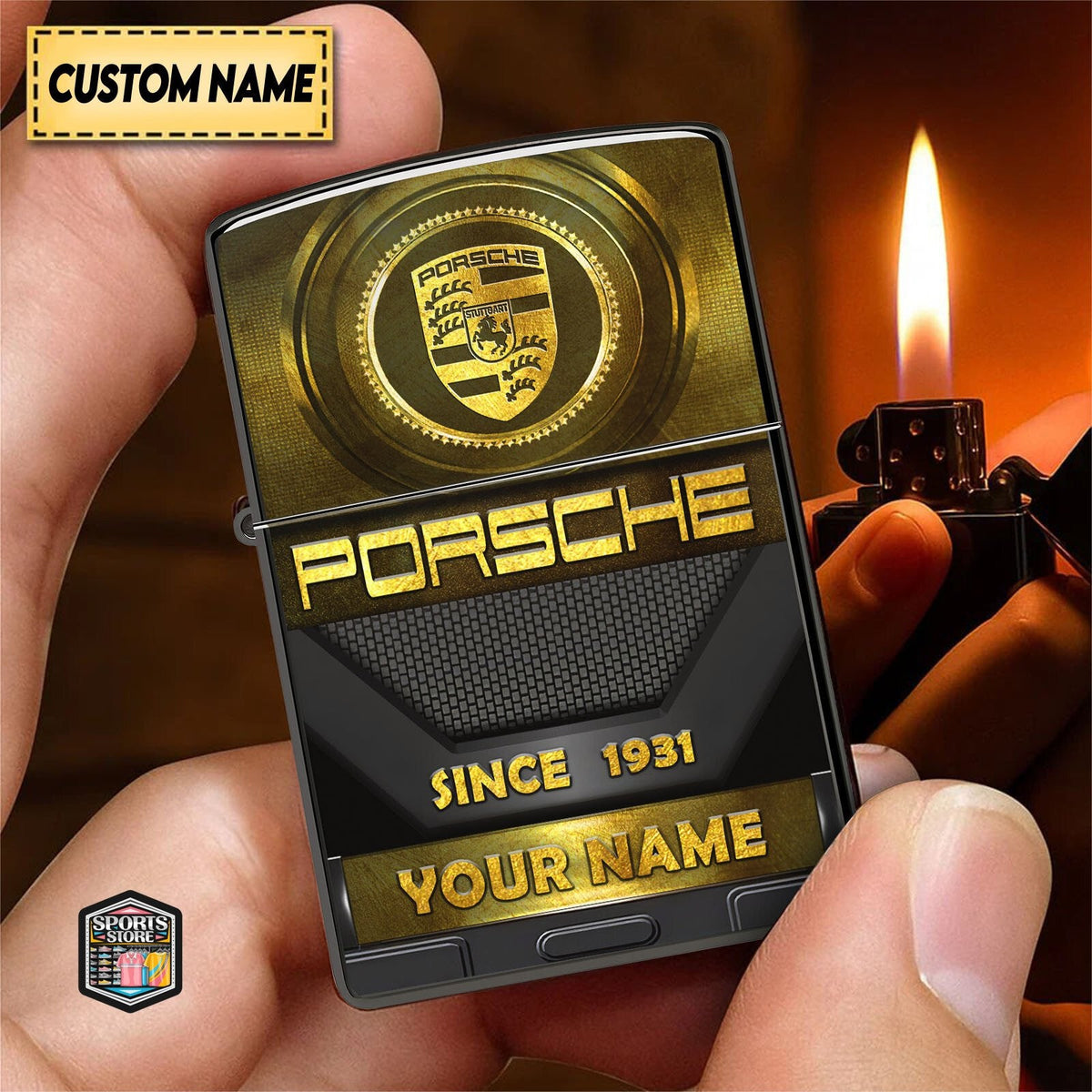 Personalized Pors Golden Luxury Zippo Lighter