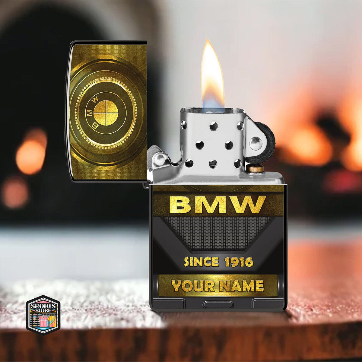 Personalized BW Golden Luxury Zippo Lighter