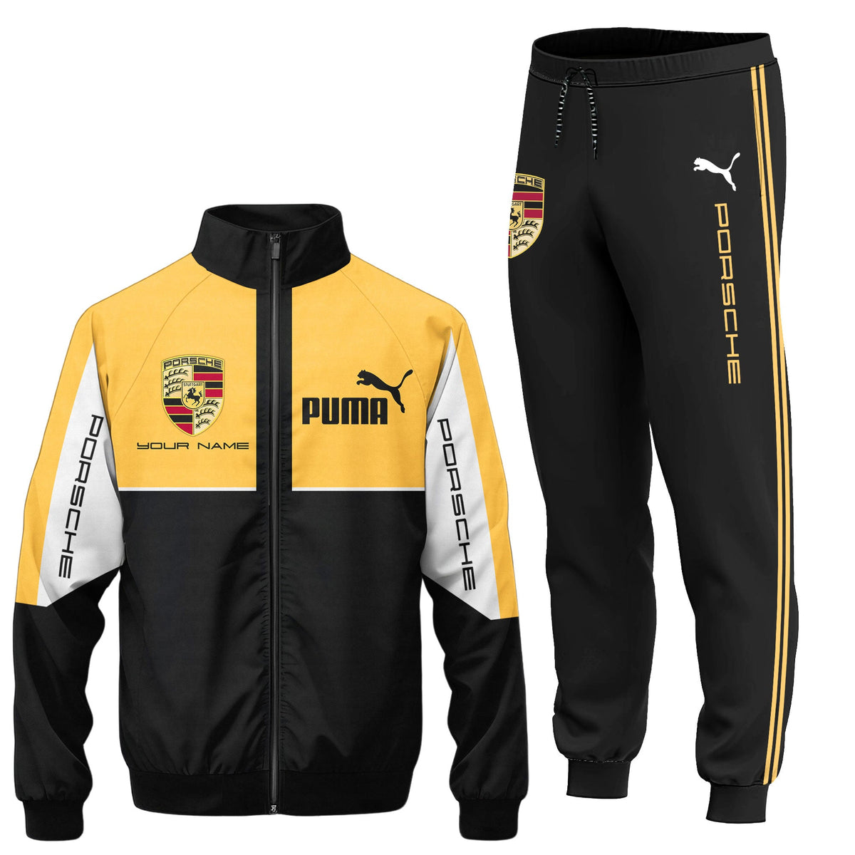 Personalized Pors X PM Zipper Stand Collar Jacket & Sweatpants