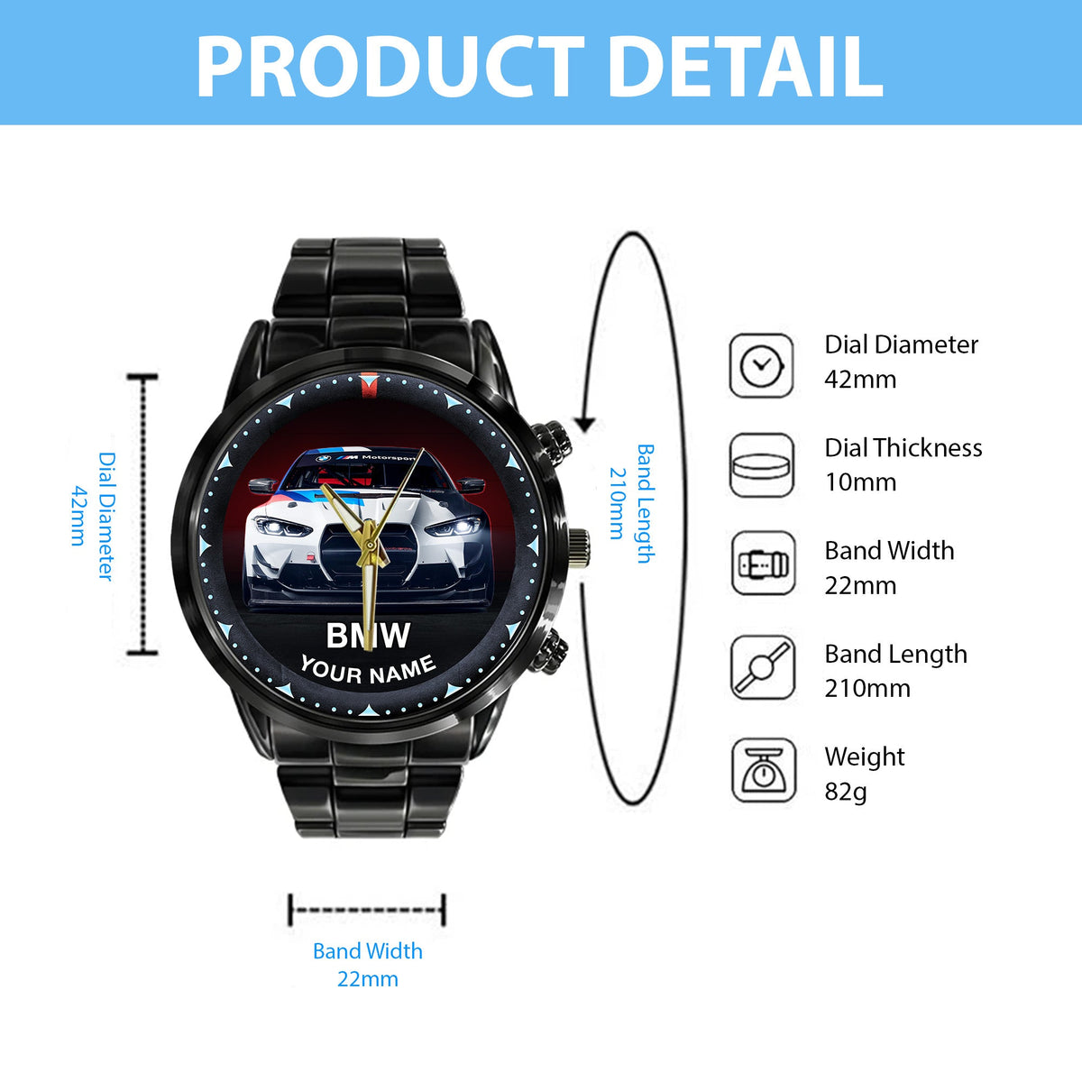 Personalized BW Model Luxury Stainless Steel Watch