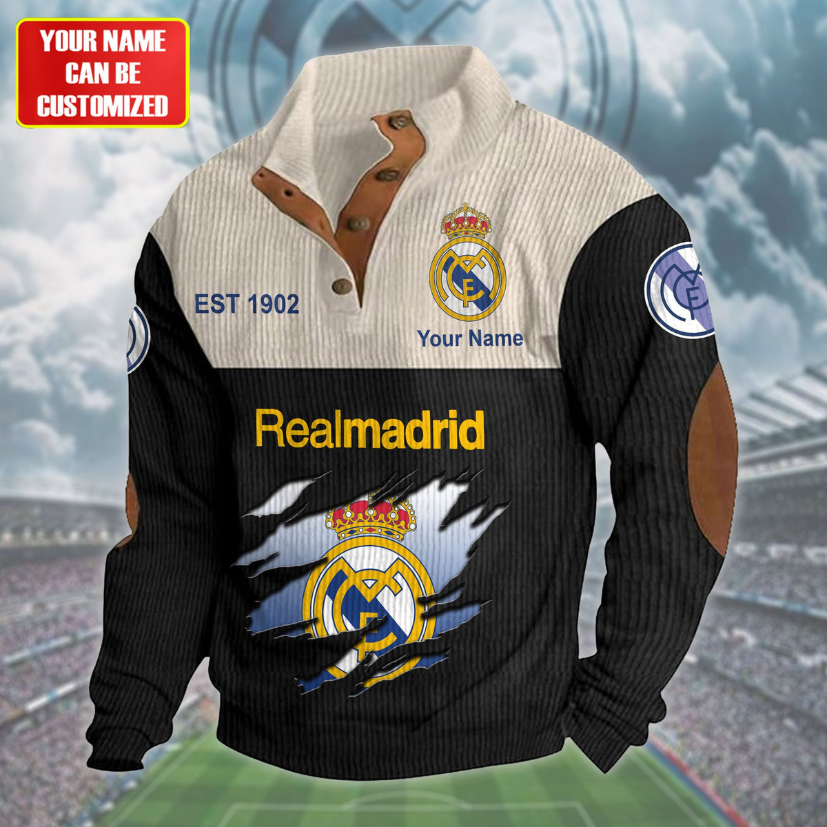 Personalized Real Pullover with Elbow Patches Sweatshirt