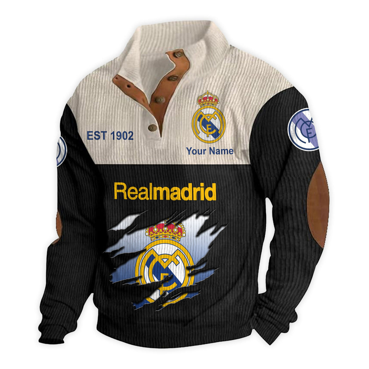 Personalized Real Pullover with Elbow Patches Sweatshirt