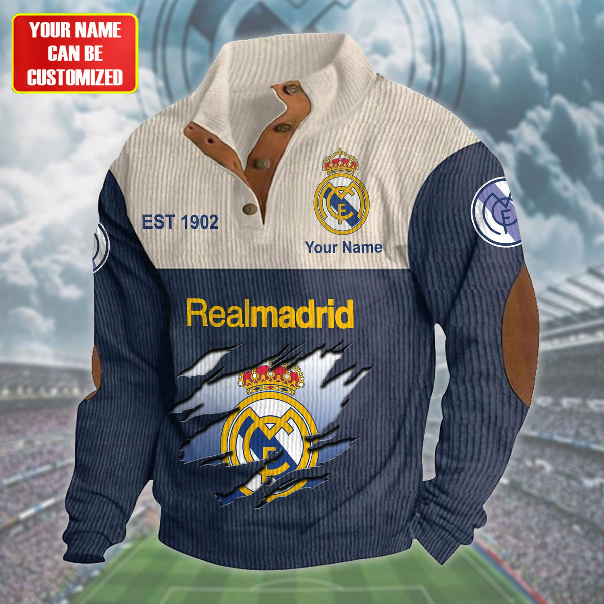 Personalized Real Pullover with Elbow Patches Sweatshirt