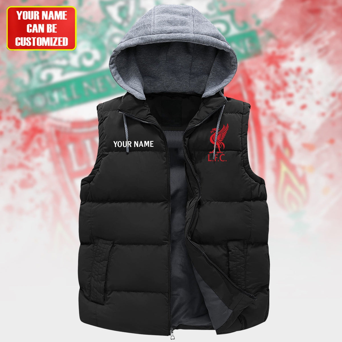 Personalized LVP Sleeveless Windproof Puffer Jacket With Hood