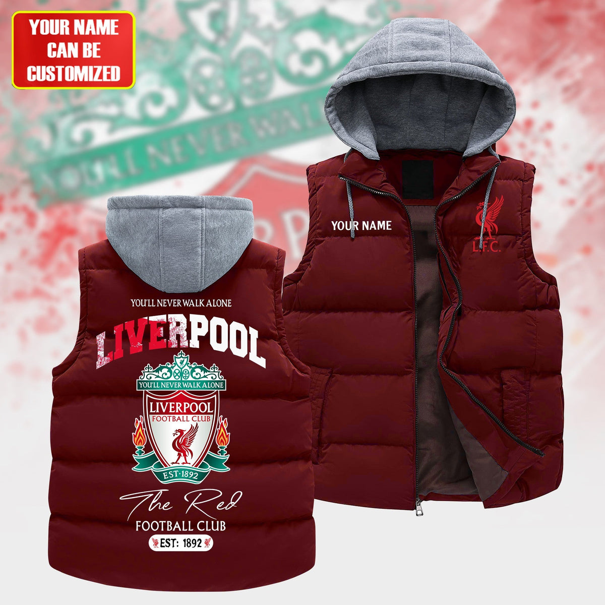 Personalized LVP Sleeveless Windproof Puffer Jacket With Hood