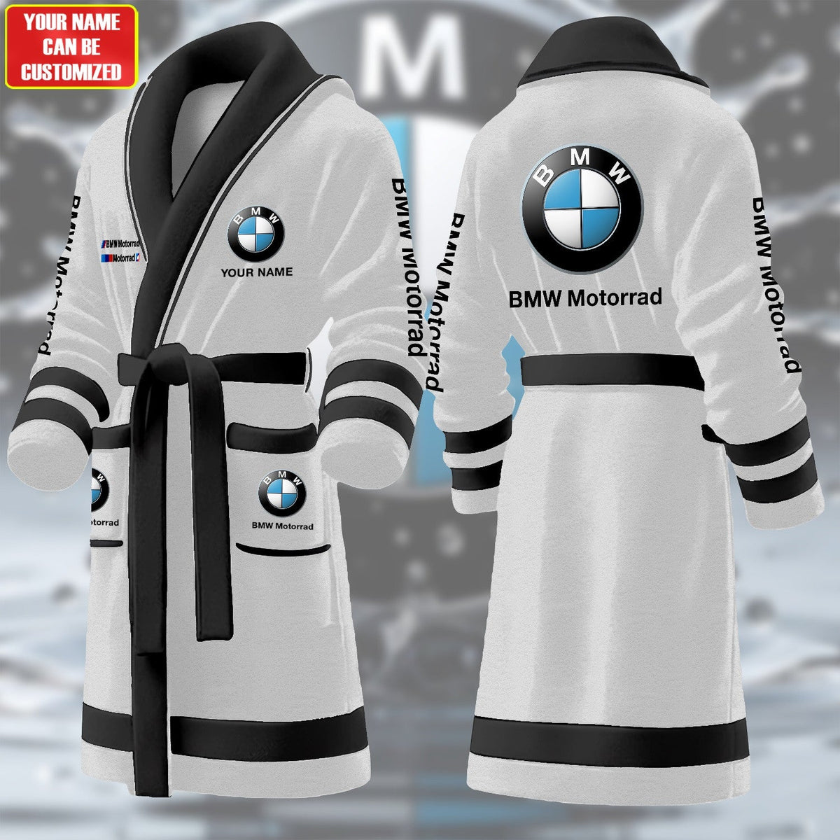 Personalized BW Motorrard Fleece Bathrobe P221003
