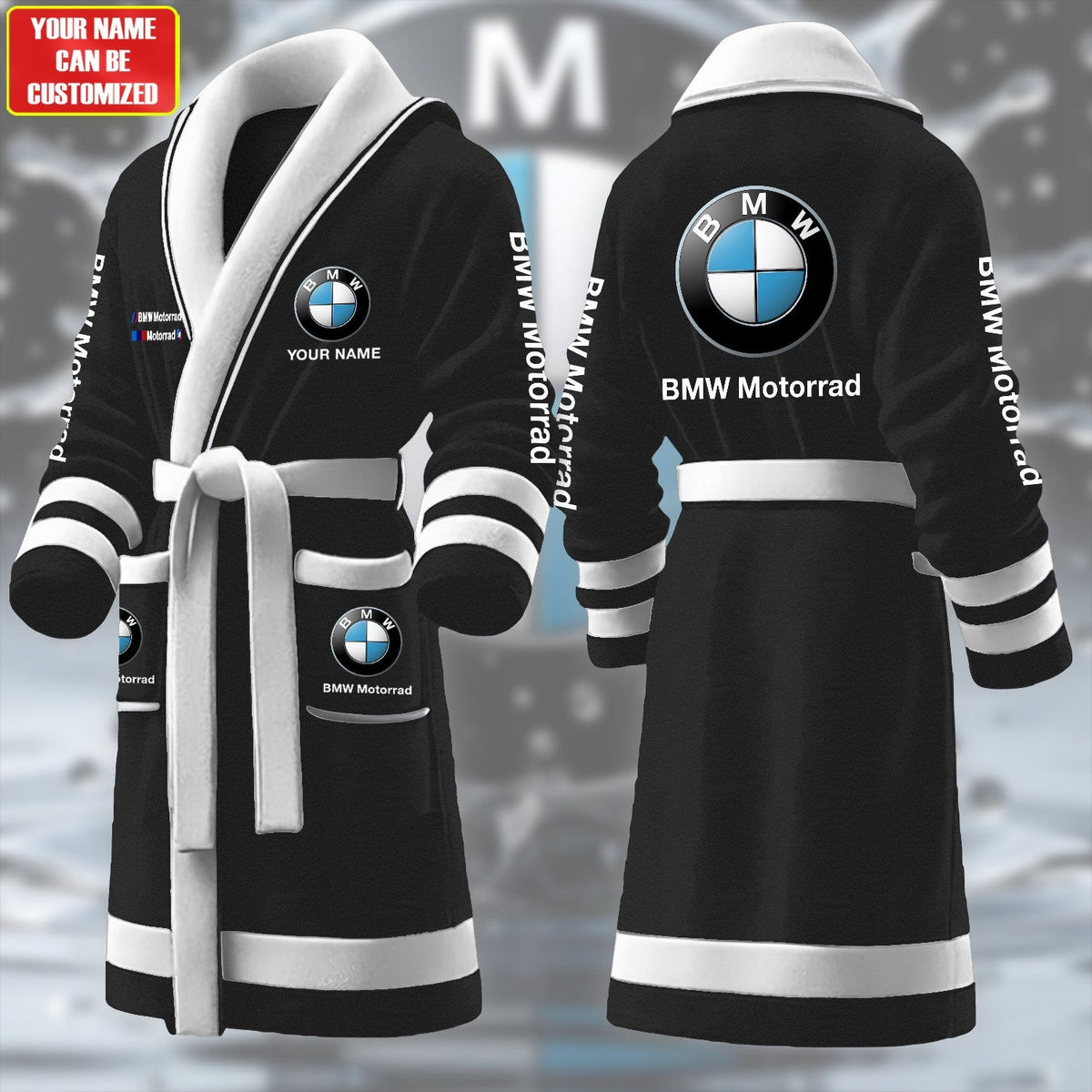 Personalized BW Motorrard Fleece Bathrobe P221003