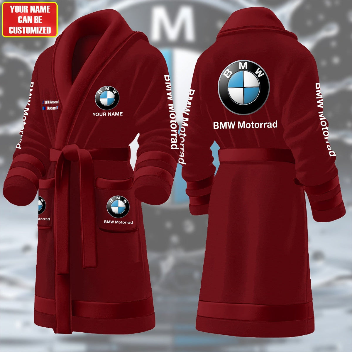 Personalized BW Motorrard Fleece Bathrobe P221003