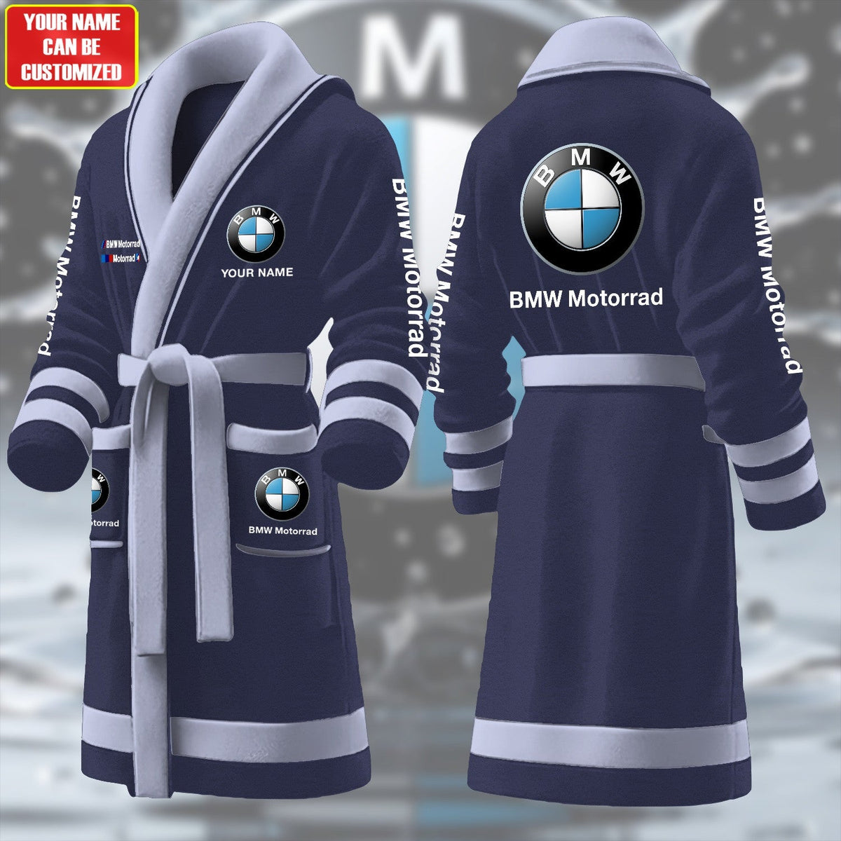 Personalized BW Motorrard Fleece Bathrobe P221003
