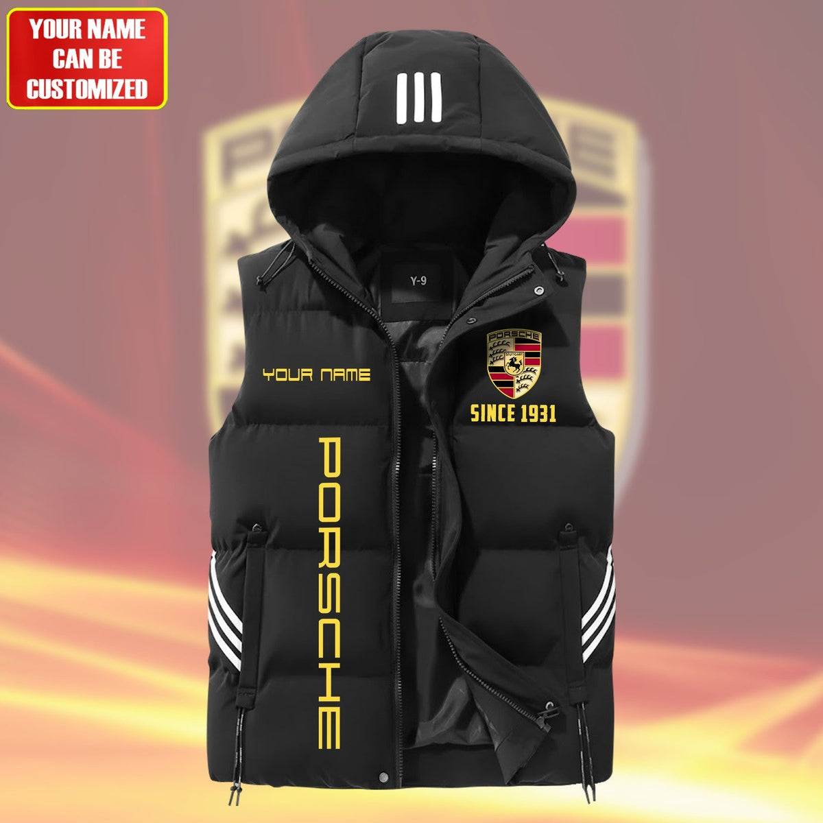 Personalized Pors Sleeveless Puffer Jacket With Hood Q251004