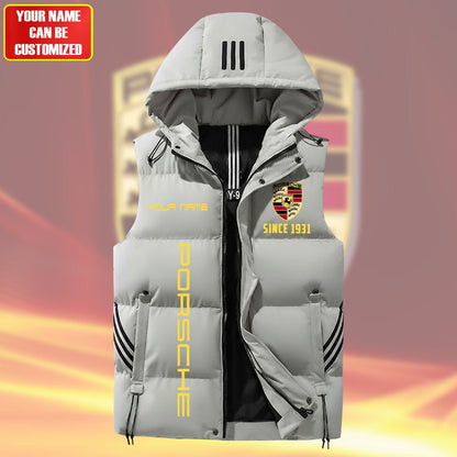Personalized Pors Sleeveless Puffer Jacket With Hood Q251004