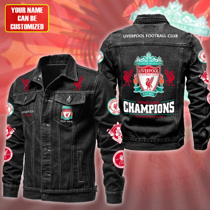 Personalized Lvp Champions Denim Casual Jacket , Cotton Jeans Jackets