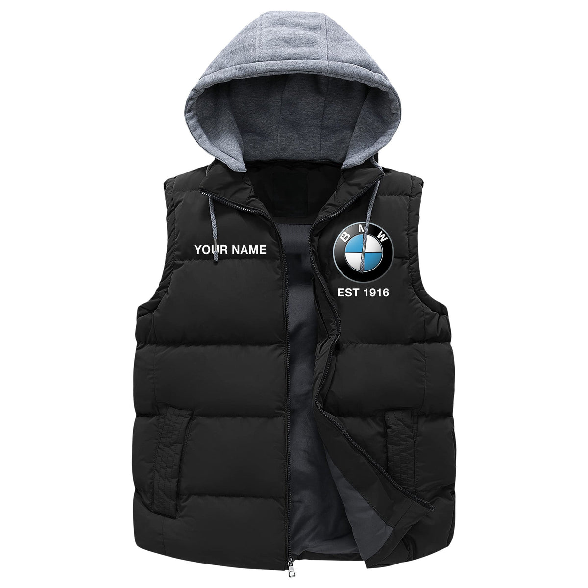 Personalized BW Motorsport Sleeveless Puffer Jacket With Hood