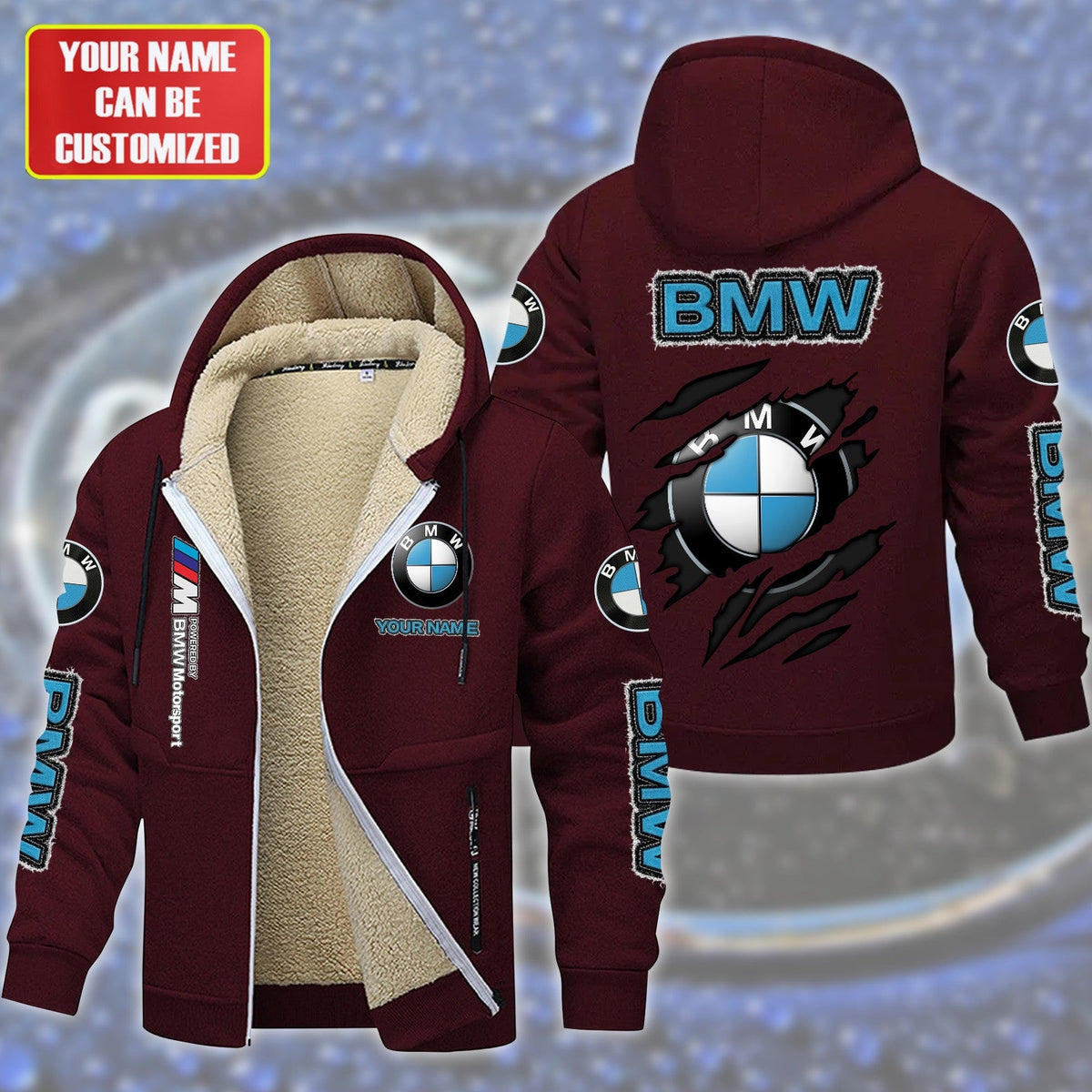 Personalized BW Fleece 3D Unisex Hooded Jacket